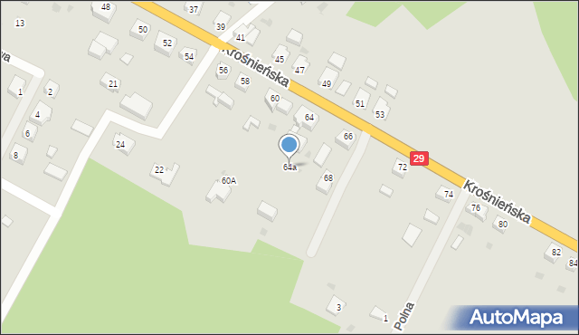 Cybinka, Krośnieńska, 64a, mapa Cybinka