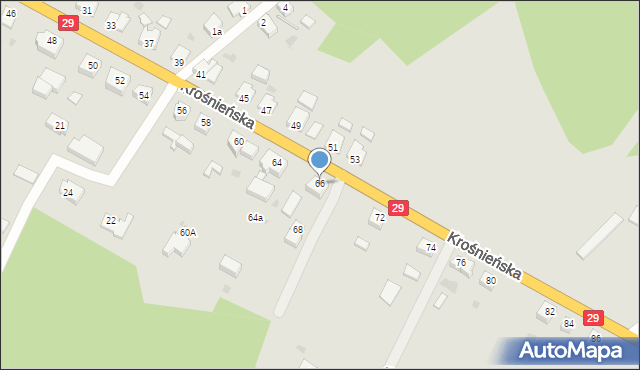 Cybinka, Krośnieńska, 66, mapa Cybinka