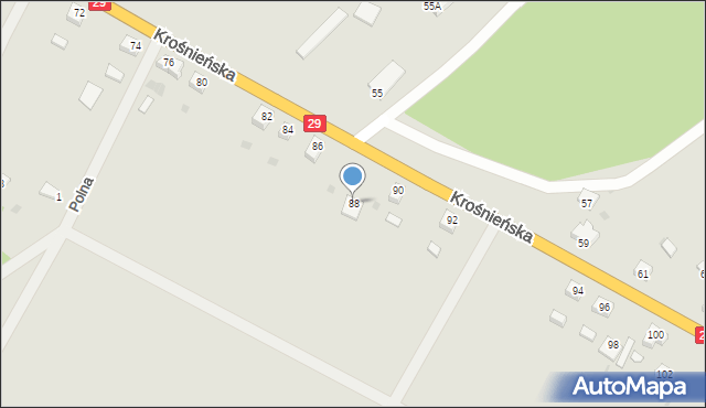 Cybinka, Krośnieńska, 88, mapa Cybinka