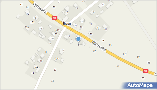 Czajowice, Krakowska, 5, mapa Czajowice