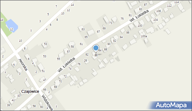 Czajowice, Króla Władysława Łokietka, 86, mapa Czajowice
