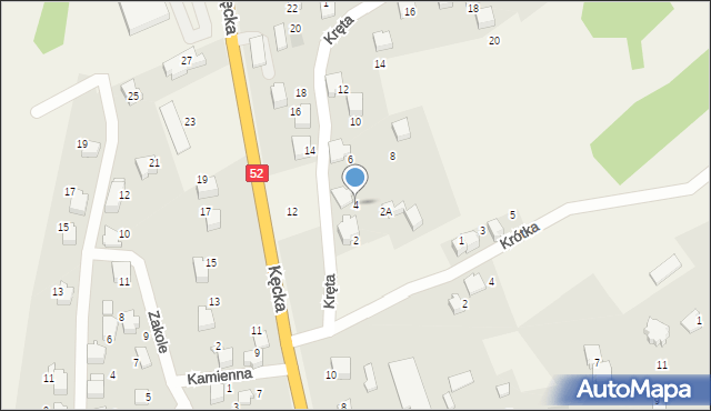 Czaniec, Kręta, 4, mapa Czaniec