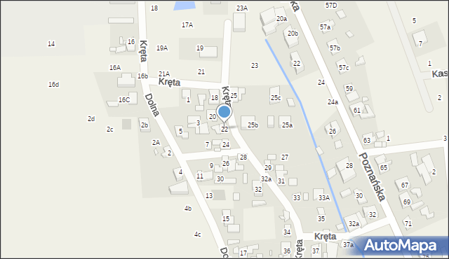 Czapury, Kręta, 22, mapa Czapury