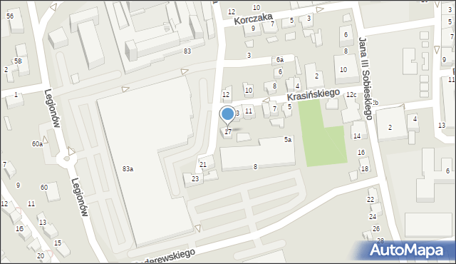 Czechowice-Dziedzice, Krasińskiego Zygmunta, 17, mapa Czechowic-Dziedzic