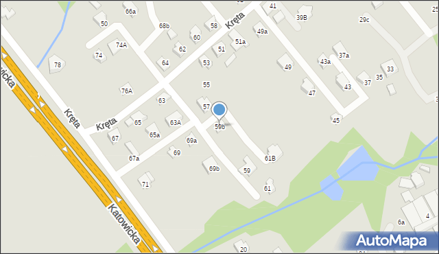 Czechowice-Dziedzice, Kręta, 59b, mapa Czechowic-Dziedzic