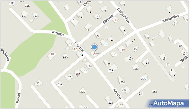 Czechowice-Dziedzice, Krucza, 21, mapa Czechowic-Dziedzic