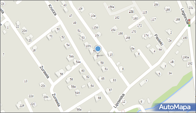 Czechowice-Dziedzice, Krucza, 57, mapa Czechowic-Dziedzic