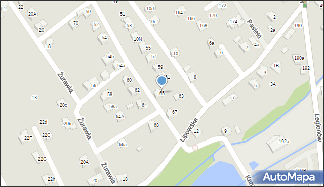 Czechowice-Dziedzice, Krucza, 65, mapa Czechowic-Dziedzic