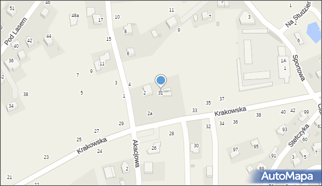 Czernichów, Krakowska, 31, mapa Czernichów