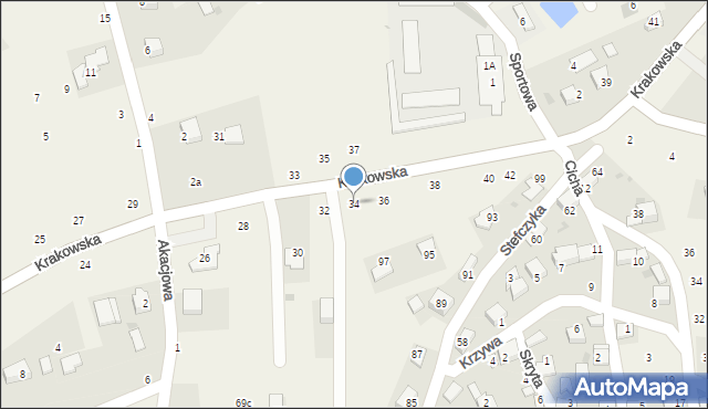 Czernichów, Krakowska, 34, mapa Czernichów