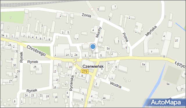 Czerwieńsk, Króla Bolesława Chrobrego, 4A, mapa Czerwieńsk