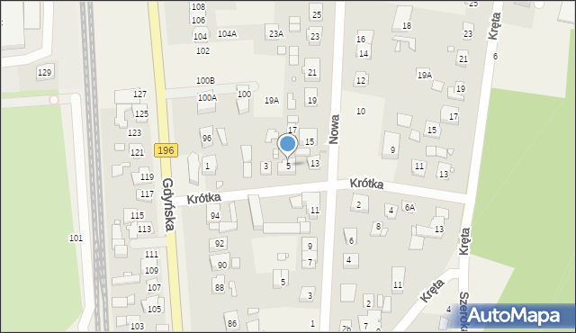 Czerwonak, Krótka, 5, mapa Czerwonak