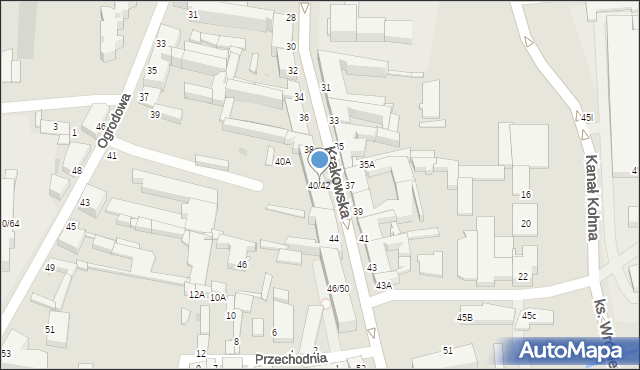 Częstochowa, Krakowska, 40/42, mapa Częstochowy