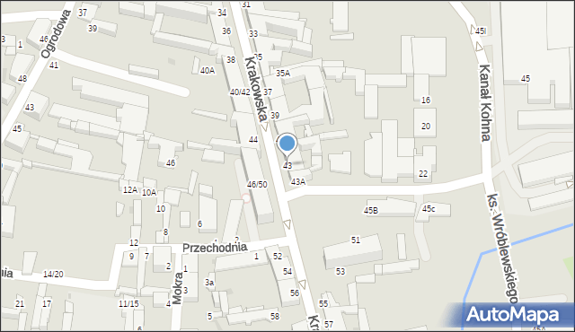 Częstochowa, Krakowska, 43, mapa Częstochowy