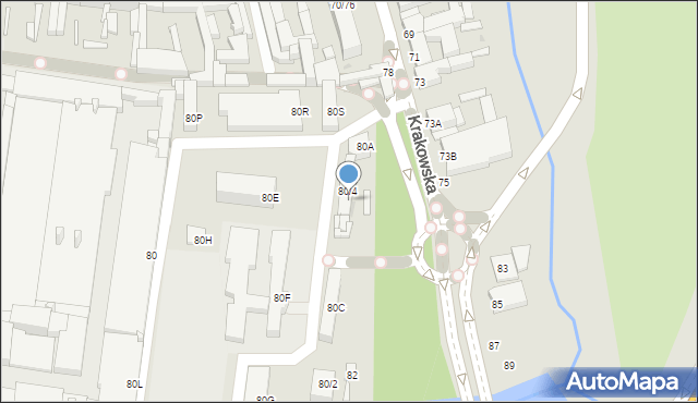 Częstochowa, Krakowska, 80B, mapa Częstochowy