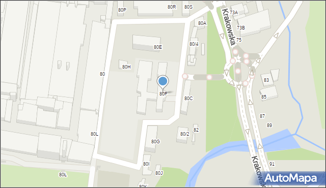 Częstochowa, Krakowska, 80F, mapa Częstochowy