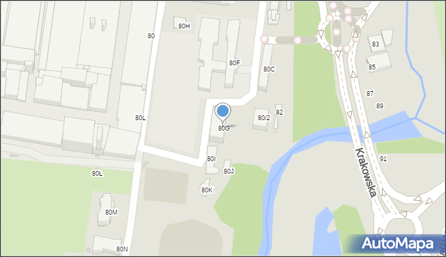 Częstochowa, Krakowska, 80G, mapa Częstochowy
