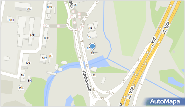 Częstochowa, Krakowska, 89, mapa Częstochowy