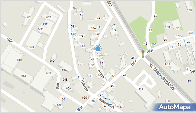 Częstochowa, Kręta, 13, mapa Częstochowy