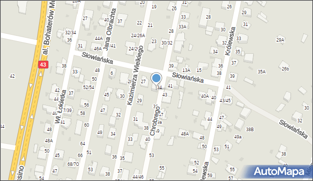 Częstochowa, Króla Bolesława Chrobrego, 34A, mapa Częstochowy