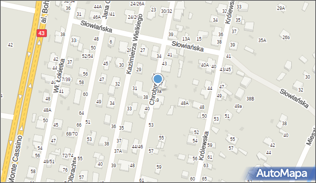 Częstochowa, Króla Bolesława Chrobrego, 49a, mapa Częstochowy