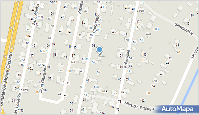 Częstochowa, Króla Bolesława Chrobrego, 55A, mapa Częstochowy