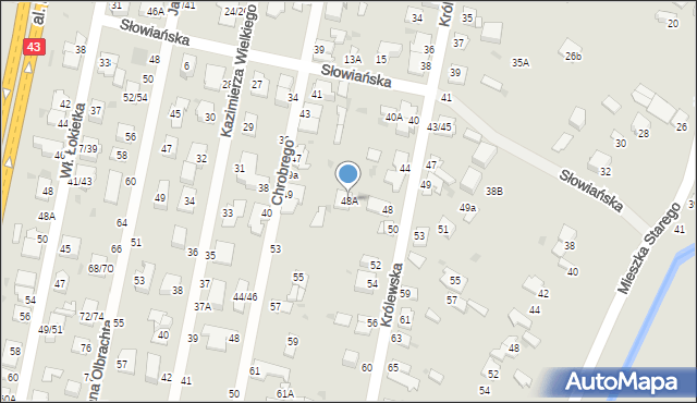 Częstochowa, Królewska, 48A, mapa Częstochowy