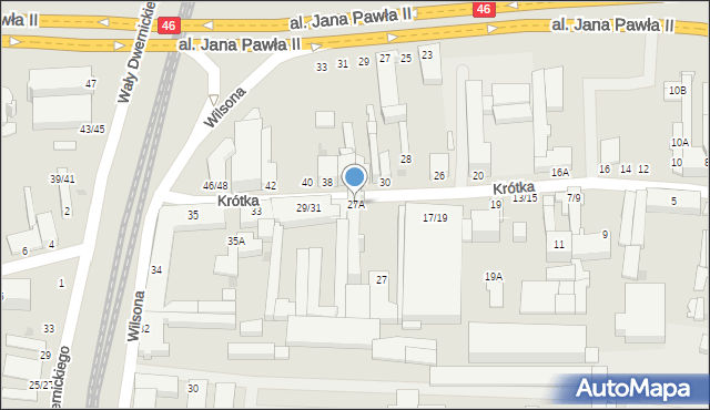 Częstochowa, Krótka, 27A, mapa Częstochowy