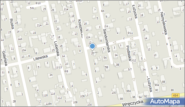 Częstochowa, Kruszwicka, 10, mapa Częstochowy