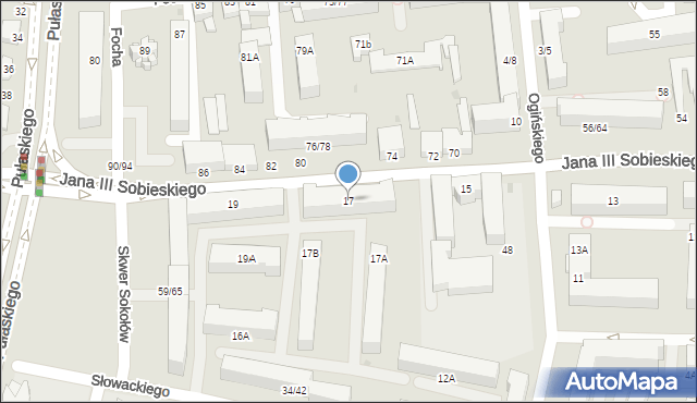 Częstochowa, Króla Jana III Sobieskiego, 17, mapa Częstochowy