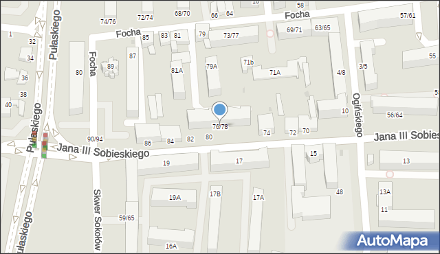 Częstochowa, Króla Jana III Sobieskiego, 76/78, mapa Częstochowy