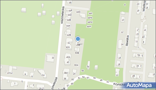 Częstochowa, Krynicka, 28B, mapa Częstochowy