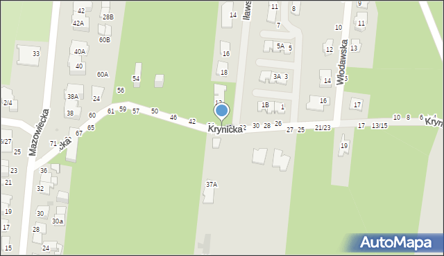 Częstochowa, Krynicka, 36, mapa Częstochowy