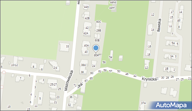 Częstochowa, Krynicka, 60A, mapa Częstochowy