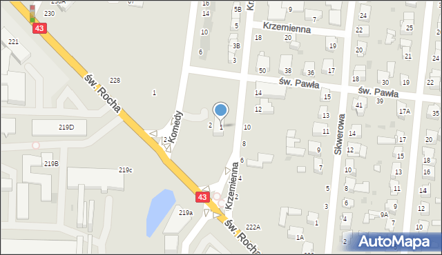 Częstochowa, Krzemienna, 1, mapa Częstochowy