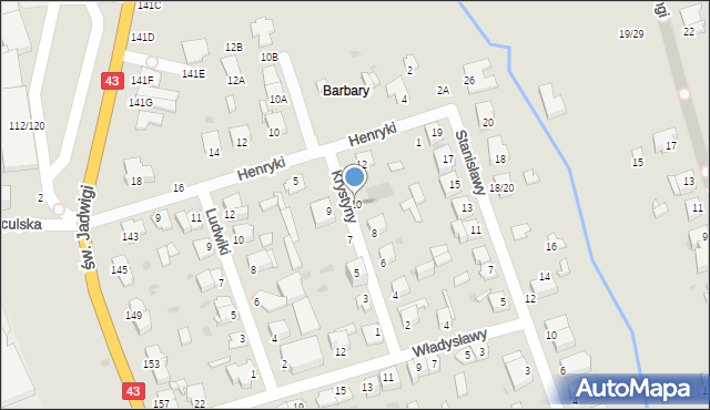 Częstochowa, Krystyny, 10, mapa Częstochowy