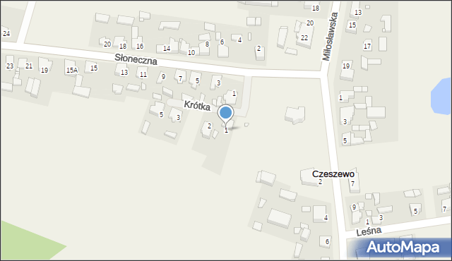Czeszewo, Krótka, 1, mapa Czeszewo