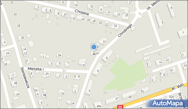 Człuchów, Króla Bolesława Chrobrego, 9a, mapa Człuchów