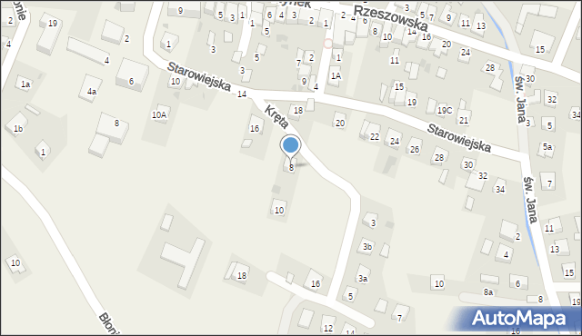 Czudec, Kręta, 8, mapa Czudec