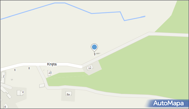 Dąbrowa, Kręta, 9, mapa Dąbrowa