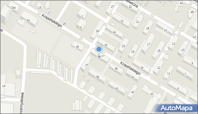 Dąbrowa Górnicza, Krasińskiego, 36, mapa Dąbrowa Górnicza