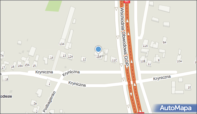 Dąbrowa Górnicza, Kryniczna, 11d, mapa Dąbrowa Górnicza