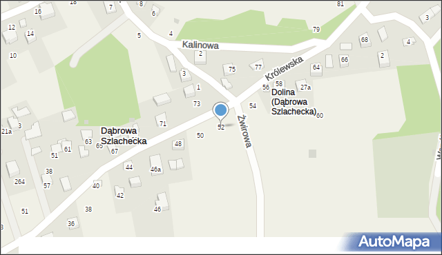 Dąbrowa Szlachecka, Królewska, 52, mapa Dąbrowa Szlachecka