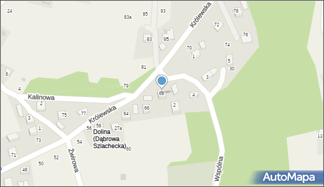 Dąbrowa Szlachecka, Królewska, 68, mapa Dąbrowa Szlachecka