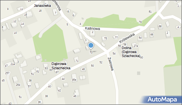 Dąbrowa Szlachecka, Królewska, 73, mapa Dąbrowa Szlachecka