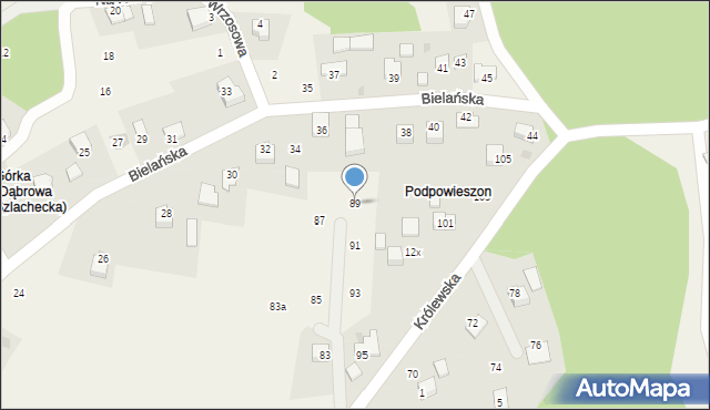 Dąbrowa Szlachecka, Królewska, 89, mapa Dąbrowa Szlachecka