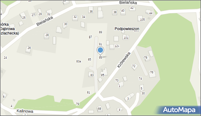 Dąbrowa Szlachecka, Królewska, 93, mapa Dąbrowa Szlachecka