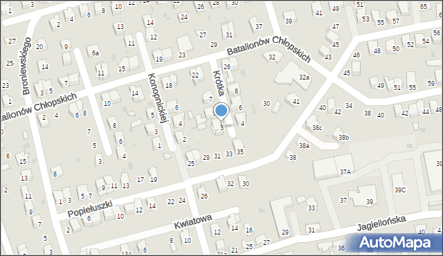 Dąbrowa Tarnowska, Krótka, 3, mapa Dąbrowa Tarnowska