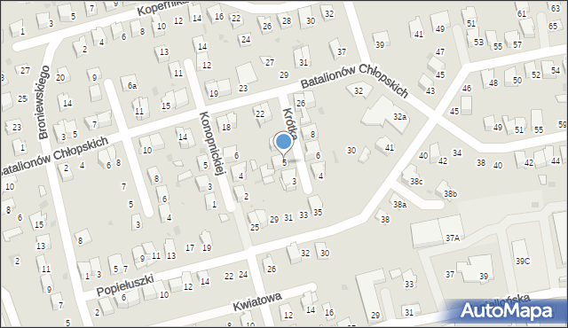 Dąbrowa Tarnowska, Krótka, 5, mapa Dąbrowa Tarnowska