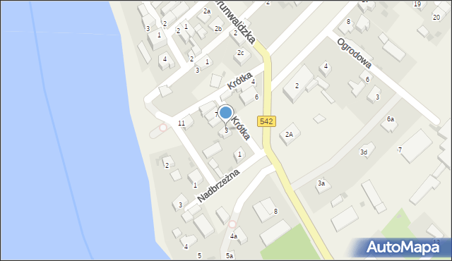 Dąbrówno, Krótka, 3, mapa Dąbrówno